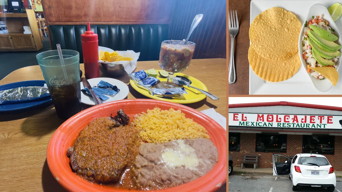 Colorful Mexican restaurant interior with tables and chairs.